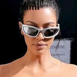 Sunglasses Ins Steampunk For Women Silver Mirror Oval Sun Glasses Men Vintage Hip Hop Punk Eyewear Shades 229H