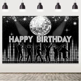 Party Decoration Black Disco Dancing Shining Light Retro Happy Birthday Background Men And Women Friends Supplies