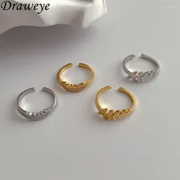 Cluster Rings Draweye Stainless Steel For Women Hollow Out Ins In Korean Fashion Metal Jewelry Adjustable Basic Anillos Mujer