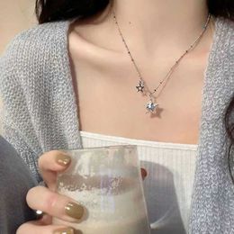 Pendant Necklaces Kpop Fashion Zirconia Star Pendant Necklace Bead Chain Y2K Girl Sweet Cool Necklace Womens Street Hip Hop Aesthetic Jewelr