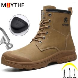 Boots Waterproof Safety Men Anti-smash Anti Puncture Work Steel Toe Shoes Scalding Welding Protective