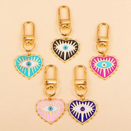 Keychains Trendy Colourful Metal Lucky Turkish Evil Eye Keychain Retro Hearts Pendant Keyrings For Car Key Earphone Case Decor Jewellery Gift