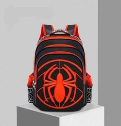 Backpacks Fashionable childrens and boys school bag with red and black spider pattern backpack pencil case set childrens and boys boutique bag T240522