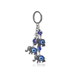 Keychains Lanyards Blue Evil Eye Charms Keychain Elephant Pendent Key Chain Alloy Tassel Car Ring Fashion Jewelry For Promotion Gifts Otuaz