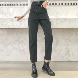 Women's Jeans High Waist With Belt Chic Personality Harem Pants Women Black Femme Vaqueros Mujer Calca Feminina