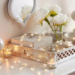 Strings LED Pearl Copper Wire Light String Battery Box Lights Christmas Wedding Room Decoration Shaped
