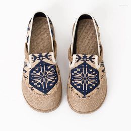 Casual Shoes Embroidered Women Linen Cotton Ladies Walking Flats Woman Driving Loafers Size 35-42