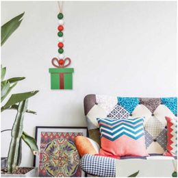 Decorative Objects Figurines New Christmas Wooden Beads Santa Snowman String Pendants Diy Garland Door Hanging Ornaments Year Decorati Dhomi