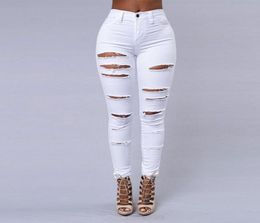 2020 New Ripped Jeans For Women Women Big Size Ripped Trousers Stretch Pencil Pants Leggings Jeans Black White 37591896