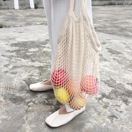 Storage Bags Mesh Shopping With Strap Fruit Vegetable Totes Grocery Handbag Portable Cotton Organiser Supply Camping Travel