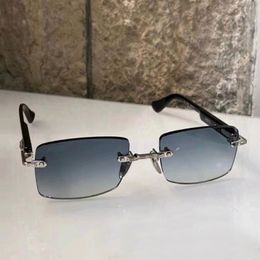 Rimless Rectangle Sunglasses Silver Grey Gradient Men Women Fashion Sunglasses UV Protection Eyewear with Box 287I