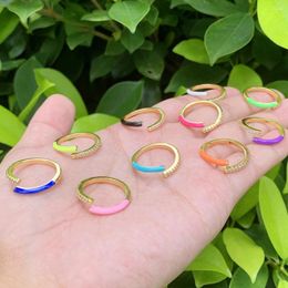 Cluster Rings Contracted Style Around Zircon Enamel Finger Ring Drops Oil Jewellery Suitable For Women Girl Lady