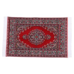 1:12 Dollhouse Mini Turkish Style Carpet Floral Mat Playing House Decor Floor Coverings Miniature Weaving Rug Doll Accessories