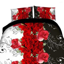 Bedding Sets Urijk Set Flower Rose Print Luxury Bed Linen For Duvet Cover Pillowcase Bedclothes Room Decoration Home Textile 3/4PCS