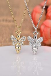 Pendant Necklaces 925 Sterling Silver Golden Bee Clavicle Chain Necklace Women Fashion Charm Wedding Jewelry Accessories Girlfrien3922148