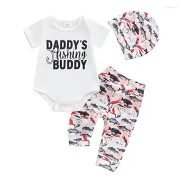 Clothing Sets Summer Infant Baby Boys Girls Set Letter Print Short Sleeve Romper Trousers Outfits Clothes