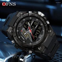 Wristwatches OFNS Top Luxury Watches Men Military Army Mens Watch Waterproof Sport Wristwatch Dual Display Male Relogio Masculino