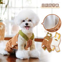 Dog Apparel Plus Velvet Suspenders Autumn And Winter Pet Clothing Wholesale Yorkshire Bee Bear Puppies Small Dogs Teddy Cat