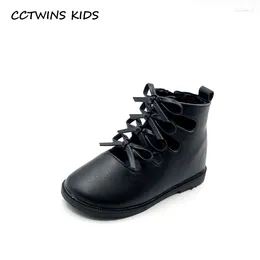 Boots CCTWINS Kids Shoes 2024 Autumn Fashion Girls Princess Party Bow Tie Shoe Children Black Soft Non-Slip Short Toddler FB1639