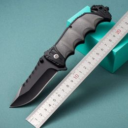 Hot Sale Folding 7CR17MOV Black Blade Rubber Handle Military Tactical Pants Knives Outdoor Combat EDC Survival Knife L2405