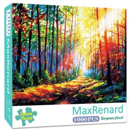 Puzzles MaxRenard Jigsaw Puzzle 1000 Pieces for Adults Gorgeous Forest Environmentally Friendly Paper Christmas Gift Toy Y240524