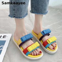 Slippers Size 35-41 Womens Summer Female Flats Jelly Shoes Mujer Mixed Colours Beach Sandals Thick Bottom Slides Chaussures Y26