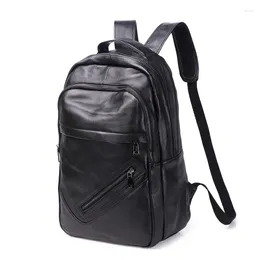 Backpack Men's Simple High Quality Genuine Cowhide Leather Male Fashion Trend Youth Leisure Travel Laptop Bag