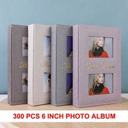 Albums Books 4R 6 Interactive PU Photo Album 300 Pockets Album Scrapbook Wedding Commemorative Family Memory Album Pictures Storage Q240523