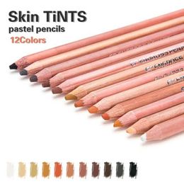 Crayon Pencils Pastel Pencil Set 12pcs Professional Pencil Wooden Base Skin Pastel Coloured Pencil for Painting School Lapices De Colores Stationery WX5.23