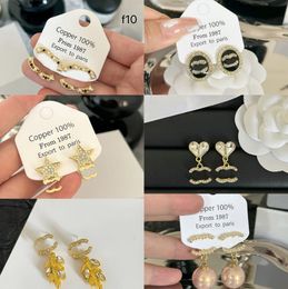 Designer Earrings for Woman Pearl Crystal Luxury Earring EarDrop 925 Silver Studs Letter Earrings Classic Women Inlay Rhinestone Earring Wedding Party Jewellery