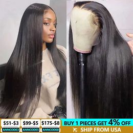 Synthetic Wigs 30 inch straight wig human hair 13x4 transparent high-definition lace front human hair wig for cheap sale cleaning Brazilian womens hair Q240523