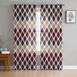 Curtain Moroccan Red Brown Sheer Curtains For Living Room Decoration Window Kitchen Tulle Voile Organza