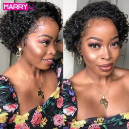 Pixie Cut Bob Wig 13x4 Kinky Curly Lace Front Wig 180% Deep Curly Human Hair Wigs HD Transparet Lace Frontal Wig For Black Women