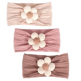 3Pcs Newborn Girl Flower Nylon Headbands Soft Children Turban For Babies Toddler Kids Baby Hair Accessories L2405