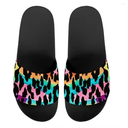 Slippers Summer Women's Leopard Printed Shoes Bedroom Flip Flops Bathroom Non Slip Mid Heel Sandals Custom Pattern