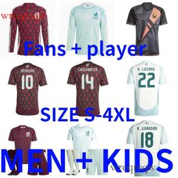 Mexico 2024 2025 Copa America RAUL CHICHARITO Soccer Jerseys LOZANO DOS SANTOS 24 25 H.LOZAN0 AAREZ Me Kids Football Shirts Uiforms Log sleeved player