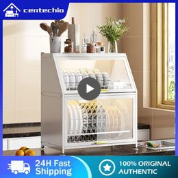 Kitchen Storage Simple Cabinet For Home Furniture Table Installation Free With Door Black Double Layer Bowl And Dish Holder