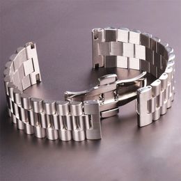 Watch Bands Stainless Steel Watchbands Bracelet Women Men Silver Solid Metal Watch Strap 16mm 18mm 20mm 21mm 22mm Accessories 221104 2602