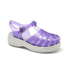 Casual Shoes 2024 Purple Women Fashion Jelly Sandals Designer Summer Garden Woman Slippers Outdoor Beach Femmes Sandales