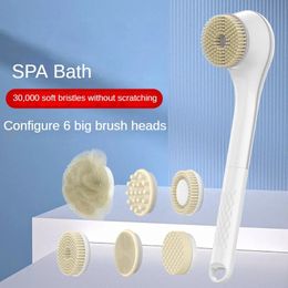 Electric Bathroom Brush Bathroom and Body Engineering Silicone Body Scrubber Waterproof IPX7 Scrubber Brush Rear Long Handle Rear Brush 240507