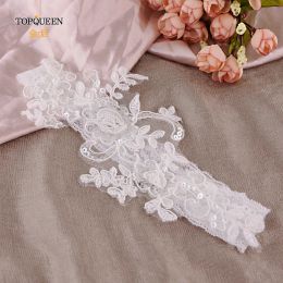 TOPQUEEN ST16 Luxury Wedding Garter White Embroidery Sequin Sexy Garters Women/Female/Bride Thigh Ring Bridal Lace Leg Ring Loop