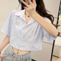 Women's T-shirt Mm24 Summer Fashion Heavy Industry Water Diamond Letter Temperament Small Fresh Versatile Slim Short Shirt