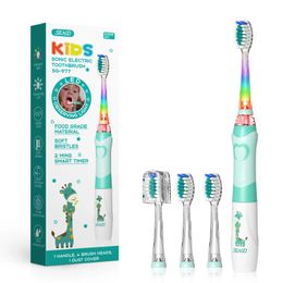 SEAGO Sonic electric toothbrush childrens battery cartoon with Coloured LED waterproof soft oral hygiene massage teeth care SG977 240513