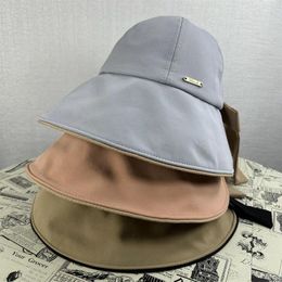 Berets Summer Sun Hat Women's 2024 Big Brim Face-Covering Korean Style Face-Looking Small Outdoor Bucket