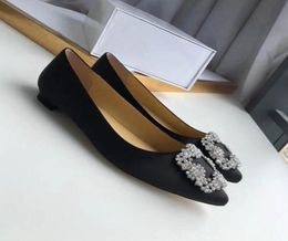 2022 Women039s heeled shoes dress shoes leather diamond Bow letter Classic sheepskin flat large 425028369