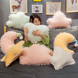 Candy Colors Sky Collection Cloud Moon Star Crown Heart shaped Plush Pillow Soft Cushion Childrens Pillow Sofa Home Decoration Girls Birthday Gift 240507