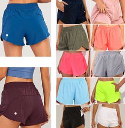 LU-0160 WOMENS YOGA Abitazioni ad alta vita Shorts Escerrare pantaloni corti indossare ragazze che gestiscono un elastico abbigliamento sportivo foderato di abbigliamento sportivo8j