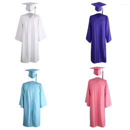 Clothing Sets Graduation Gown Mortarboard Cap Academic Robe University 2024 Adult Zip Closure CapS And Tassel