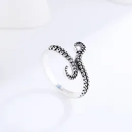 Cluster Rings Vintage Thai Silver Cute Animal Octopus Color Resizable Opening Ring For Women Fashion Jewelry