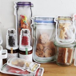 Storage Bags Reusable Mason Jar Bottles Nuts Candy Cookies Bag Waterproof Seal Fresh Food Organizers Sandwich Zip